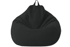 Highdi Pouf Poltrona Sacco, Adulti & Bambini Bean Bag Fodera per Sacco di Fagioli per Decorazione della Soggiorno Camera Giardino Salotto Balcone, Senza Ripieno (80x90cm,Nero)