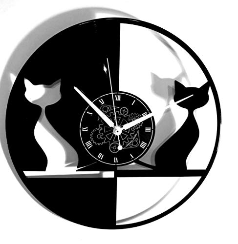 Instant Karma Clocks Horloge Murale en Vinyle Idée Cadeau Originale Motif Chat