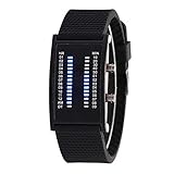 Armbanduhren Mode-Accessoires, Unisex Luminous Month Display Kalender World Time Rectangle Wrist Watch - Schwarz