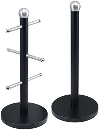 Sasma - High Quality Mug Tree and Kitchen Roll Holder (Black)