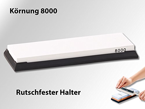 TokioKitchenWare Wasser-Schleifstein für Messer, mit rutschfestem Halter, Körnung 8000 - 2