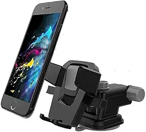 CQLEK Premium- Car Mobile Phone Holder Long Neck One Touch Mount Holder 360 Touch Frame for Dashboard/Windshield ( with Silicon Base)(Assorted Color)