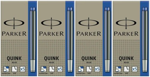 Parker Quink Tintenpatronen, Blau, 20 Stück (4 x 5 Stück)