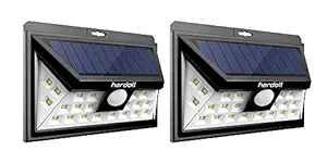 Hardoll 24 LED Outdoor Motion Sensor Solar Lights Wide Angle Design with 3 LEDs Both Side for Driveway - Set of 2