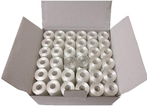 DOUBLELINPrewound bobbins,Plastic Sided, Size A, Class 15, 15J, Brother SA156, 144pcs,White Color,100% Polyester 75/D2,140 Yards,Compatible with Most Babylock,Berenia,Brother,Janome,Juki,Singer