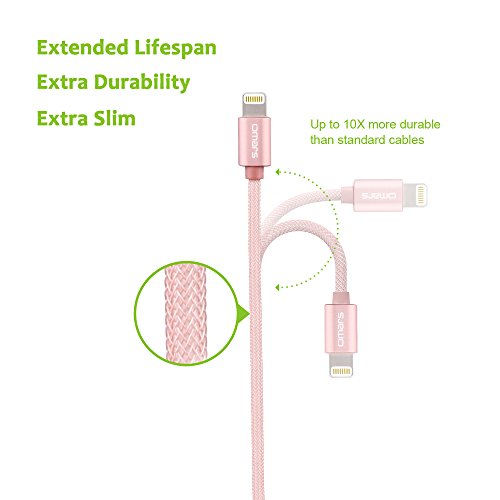 Lightning Ladekabel 1.2m [Apple MFi Zertifiziert] OMARS Dauerhaft umflochtenes Nylon USB Ladekabel mit Aluminum Anschluss für iPhone iPad und iPod - 5