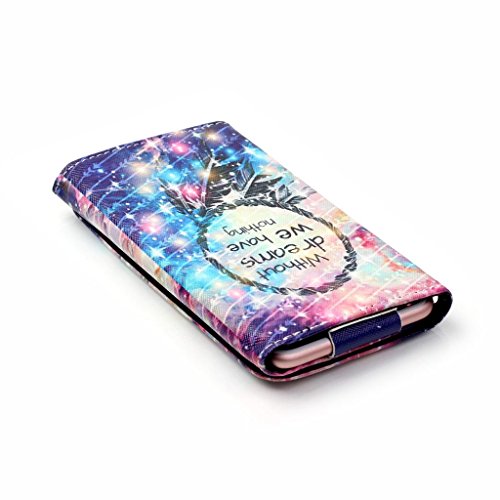 Uming® PU Universal Portafoglio Holster für Iphone 5S/6S/SE/5C/Samsung Galaxy A3/S3/S4/J1 Allgemeine Bunte Muster Druck gebräuchliche Geldbörse Taschen Fall Handy Hülle Hasp Knopf Buckle Shell Schutz Abdeckungs Beutel mit Kreditkarte Schlitz Hole -( Größe:123*65*20 mm – Muster: Without Dream) - 7