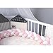 Produktbild Bettumrandung Stoßstange Baby Nestchen 4 Stränge Weben Bettumrandung Kantenschutz Kopfschutz Kinderbett Dekoration 2m/3m (Pink + Pink + Weiß + Weiß,2m)