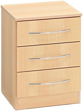 Alaska Three Drawer Bedside, Beech