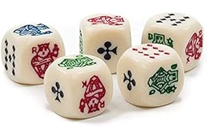 POKER CHIP SHOP - Lot de 10 dés de poker en plastique crème : Octaèdre, Hexaèdre, Tétraèdre, Cube