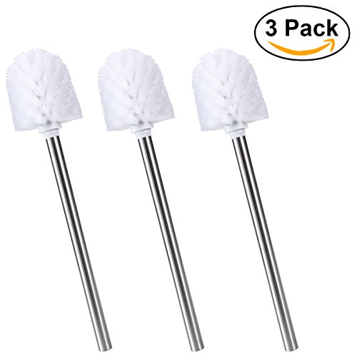 OUNONA 3 Stück Toilettenbürste Edelstahl WC Bürste WC Bad Reinigung Kopf Halter Chrom