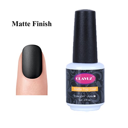 CLAVUZ Matte Top Coat Gel Nail Polish Matte Finish No Wipe Non-Cleansing Long Lasting Soak Off UV LED Nail Art DIY at Home 8ml