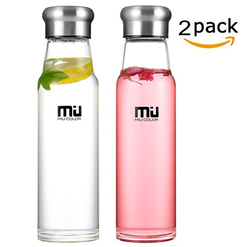 MIU COLOR® 2 Stück 550ml Trinkflasche Glasflasche Nylon Tasche für Auto (ohne Teesieb, schwarz)