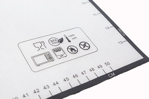 XL Silikon Backmatte von Cookin´Active, BPA frei, Platinum Silikon, Lebensmittelecht, Antihaft, Backofenfest, 100% Rutschfeste Backunterlage, Silikonmatte, Teigmatte, Backfolie, Arbeitsmatte, Ausrollmatte, im XXL Format 60×40 cm - 5