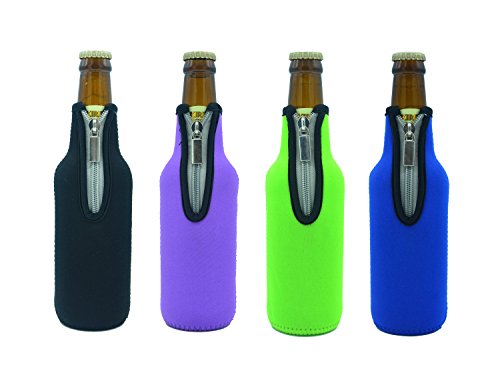 Bier Flaschenkühler, Case Wonder 4 Stück 11,6 Oz (330ml) Neopren Isoliert Klappbar Bierflaschen Kühler, Insulated Neopren-Klapp-Zipper Flaschenkühler Halten Sie Ihre Getränke Bier Cider Soft Drink Chilled für eine längere Zeit (Bunt)