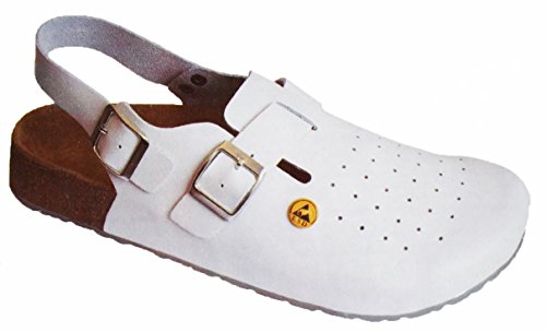 Wellness-Komfort ESD Herren Berufsclog Berufsschuhe Echt LEDER Weiß vers. Größen (43)
