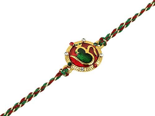 Rakhi Bracelet With Faux Stones Kundan Design For Brother Bhai Celebration Of Rakshabandhan