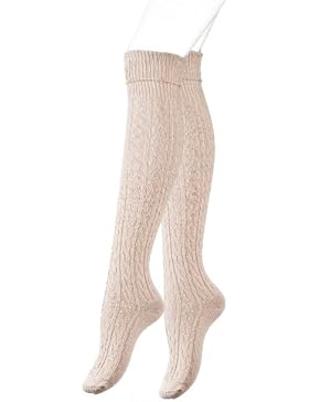 VCA Stiefel Kniestrümpfe mit Umschlag, Zopfmuster, Grobstrick