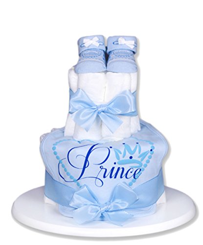 Preisvergleich Produktbild Trend Mama Windeltorte hellblau Junge Lätzchen Babysocken Little Prinz