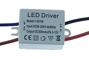 LEDLUX Conducteur LED DC 300mA 3V-12VDC 3x1W Transformateur d'alimentation à courant constant 3W