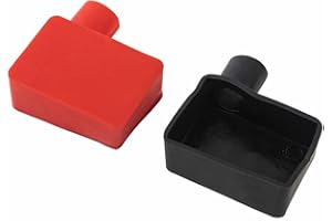 WOETWOAT 2pcs Couvercle de protection de la borne de batterie Couvercle de la borne de batterie Capuchons de protection Doux et flexible Isolation Couvre bottes Positif et Négatif Noir et Rouge