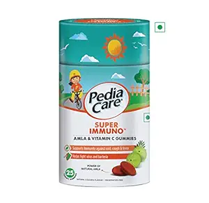 PediaCare Super Immuno Amla and Vitamin C Gummy, Tasty Immunity Builder for Kids above 2 Years, 25 Gummies