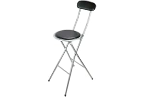 ELITO HOME & GARDEN Breakfast Bar Stool Folding Foldable Padded Chair Seat Garden Party Office Event - Bar Stool - Black