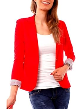 Easy Young Fashion Damen Jersey Blazer Jacke gefüttert 3/4-Arm