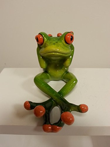 Yoga Frosch sitzend, hellgrün, 11 cm aus Kunststein, Gartendeko - 5