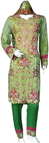 Size M Embroidered Cotton Linen Readymade 3 Piece Outfit Hand Stitched Pakistani Indian Asian Bollywood Suit