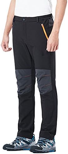Qitun Men's/Women's Soft Shell Climbing Ski Trousers Removable Waterproof Outdoor Keep Warm Climbing Harness Pants Black Men XL