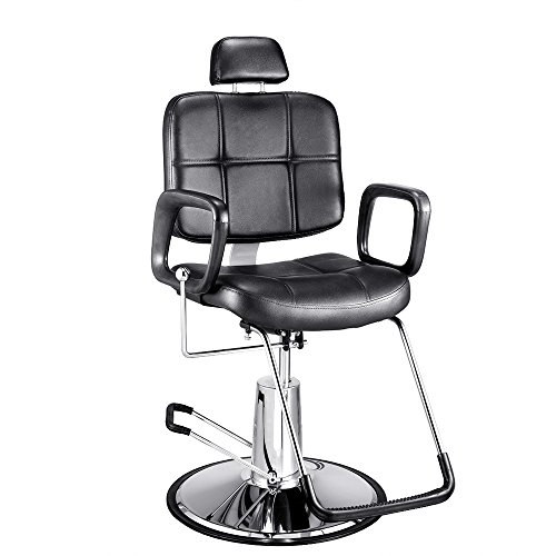 PanaCasa - Sillón Peluquería Barbería Maquillaje Tapizado PU Giratorio 360 grados Ajustable Color Negro