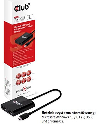 Club 3D CSV-1545 Sense Vision "MST" Hub USB Type C auf Display Port 1.2 Dual Monitor schwarz