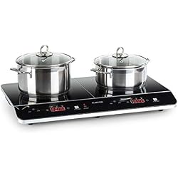 Klarstein VariCook Neo - double plaque à induction , plaque vitrocéramique , 3500W , SenseControl , capteur de casserole , arrêt automatique , protection contre la surchauffe , noir