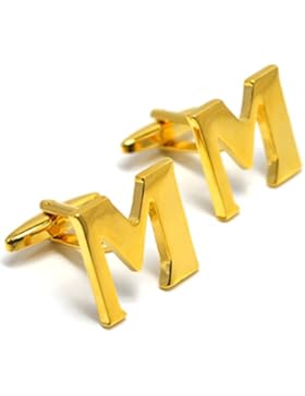 MESE London Buchstaben Alphabet Buchstaben Manschettenknöpfe Initiale - Buchstabe M Goldene - Elegante Geschenkbox