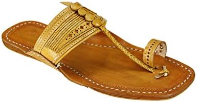 Korakari Yellow Leather Casual kolhapuri Chappals For Men