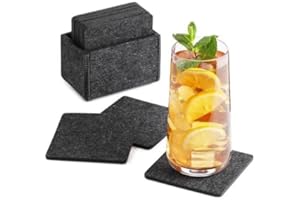 ‎SIDORENKO Sidorenko Filz Untersetzer eckig für Gläser - 10er Set Ink. Box - Design Glasuntersetzer in dunkelgrau für Getränke, Tassen, Bar, Glas - Premium Tischuntersetzer Filzuntersetzer