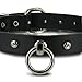 Produktbild SiaLinda: Halsband echt Leder schwarz, schmal, mit 8 Straß - Kristall und stabiler O-Ring 20mm, Halsband SM Gothic Punk BDSM Choker. Sehr bequem, da 100% Echtleder. Geschenkverpackung. Made in Germany. Handarbeit. Topqualität!