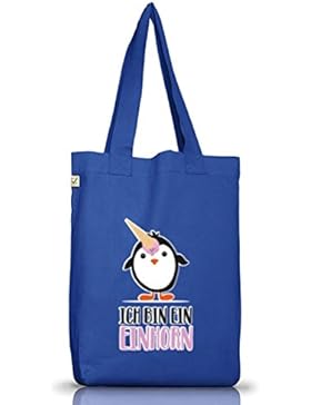 Pinguine Tierfreund Unicorn Stoffbeutel Earth Positive mit Pinguin - Ich bin ein Einhorn Motiv