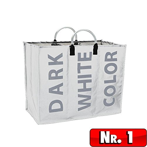 Wäschesack Wäschesortierer Tasche mit 3 Einteilungen *Wählen Sie aus 8 Farben*, Modell:Modell 1