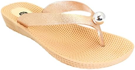 Thea Womens Soft Comfortable Rubber Sole Thong Sandals - Beach Sandals (6 UK, Gold)