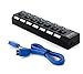 Produktbild Hensych® Schwarz 7 Port High Speed USB 3.0 Hub aus-Schalter + usb adapter kabel für PC Laptop
