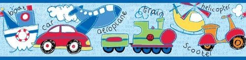 TRANSPORT - Train Aeroplane Car self adhesive wall border
