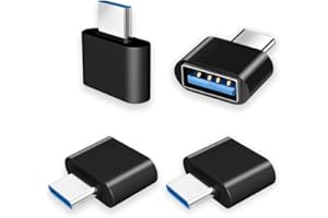 Azwood Adaptador de USB C a USB, 4 USB C a USB OTG, USB-A Hembra a USB-C Macho Compatible con MacBook Pro, Samsung Galaxy, teléfonos móviles Tipo C, tabletas, Ordenadores portátiles y más (Negro)