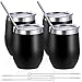 Produktbild Orville 4 Stück Weingläser aus Edelstahl ohne Stiel, doppelwandig, vakuumisoliert, mit Deckel für Kaffee, Wein, Cocktails, inkl. 4 Trinkhalme Schwarz