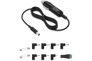Lonnky 12V 2A 24W 5,5 x 2,1 mm KFZ-Ladegerät mit 8 Tipps, Universelles Stromkabel für Zigarettenanzünder für DVD-Player, Router, GPS, Kamera, Tablet, Lautsprecher, Etikettendrucker, LED-Lichtleisten