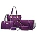 Produktbild Kairuun Damen Handtaschen Große Henkeltaschen Satchel Crossbody Umhängetaschen Taschen Geldbörse mit 6 Stück Set