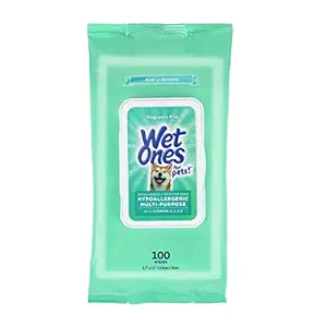 Wet Ones for Pets Hypoallergenic Multi-Purpose Dog Wipes with Vitamins A, C & E | Fragrance-Free Hypoallergenic Dog Wipes for All Dogs Wet Ones Wipes Multipurpose | 100 Count Pouch Dog Wipes