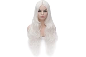 CoastaCloud LOLITA 30" Parrucca Da Donna Capelli Lunghi Mossi Ricci Per Travestimento Cosplay Bianco