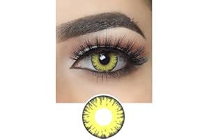 HOWWO 2pcs / Lentilles annuelle Halloween 1 paire de contact de la série Couleur vive cosplay de couleur les contacts lentilles for les yeux Anime , sans correction ( Couleur : Jaune , Lenses Degree : 0 )